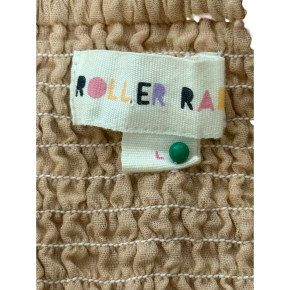 Roller Rabbit Printed Dress Long Sleeve Smocked Boho Cotton Silk Blend Womens L - Picture 4 of 8